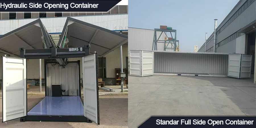 Contenitore con apertura laterale idraulica rispetto al contenitore standard con apertura laterale completa